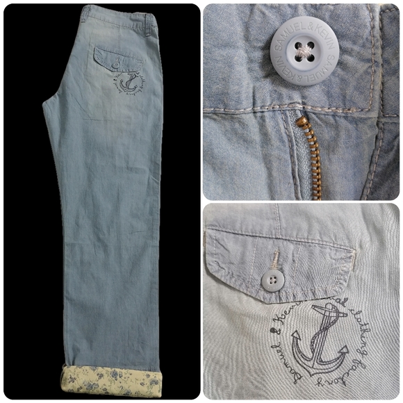 sz:L, SAMUEL & KEVIN light blue mid-rise cuffed jeans - Picture 5 of 6